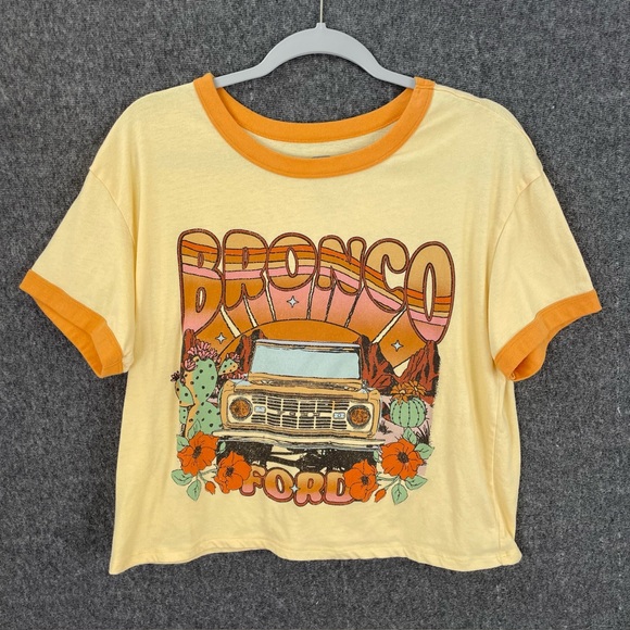 Ford Tops - Ford Bronco Women’s Cropped Yellow Graphic Tee Size XL